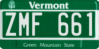 VT license plate ZMF661