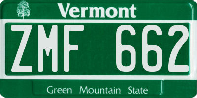 VT license plate ZMF662