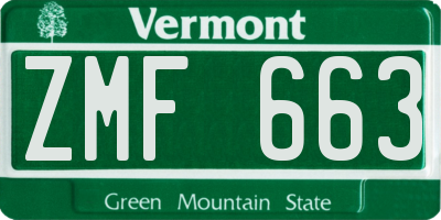 VT license plate ZMF663
