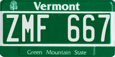 VT license plate ZMF667