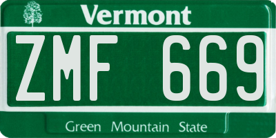 VT license plate ZMF669