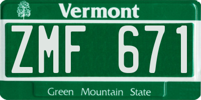 VT license plate ZMF671