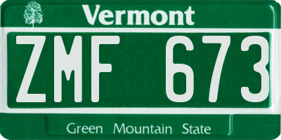 VT license plate ZMF673