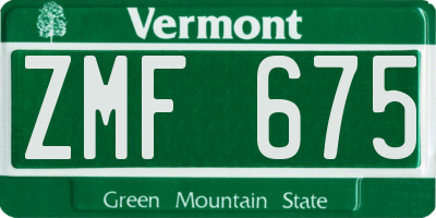 VT license plate ZMF675