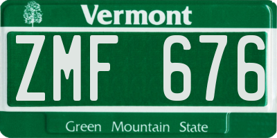 VT license plate ZMF676