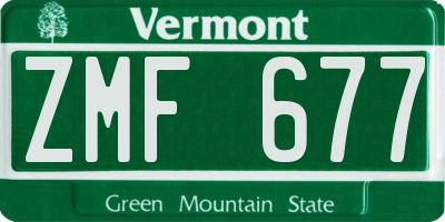 VT license plate ZMF677