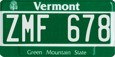 VT license plate ZMF678