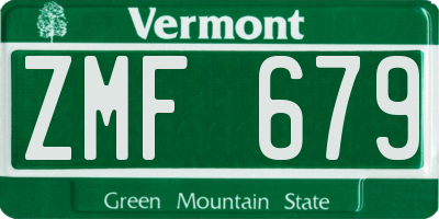 VT license plate ZMF679