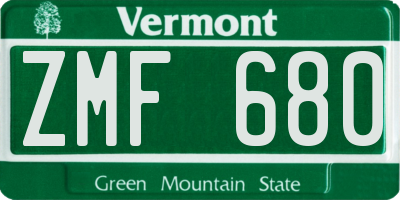 VT license plate ZMF680