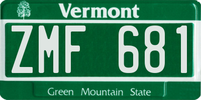 VT license plate ZMF681