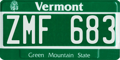 VT license plate ZMF683