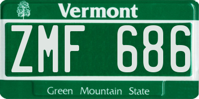 VT license plate ZMF686