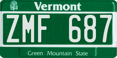 VT license plate ZMF687
