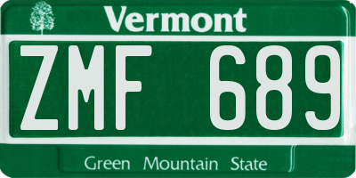 VT license plate ZMF689