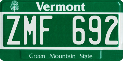 VT license plate ZMF692