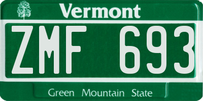 VT license plate ZMF693