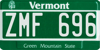 VT license plate ZMF696