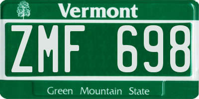 VT license plate ZMF698