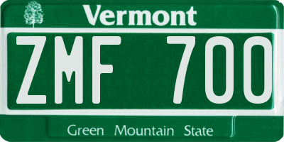 VT license plate ZMF700
