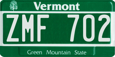 VT license plate ZMF702