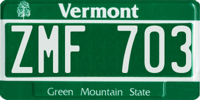 VT license plate ZMF703