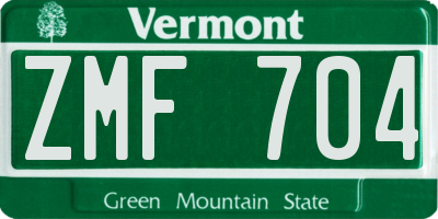 VT license plate ZMF704