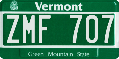 VT license plate ZMF707