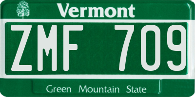 VT license plate ZMF709