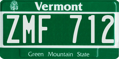 VT license plate ZMF712