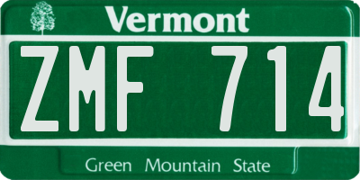 VT license plate ZMF714