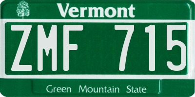 VT license plate ZMF715