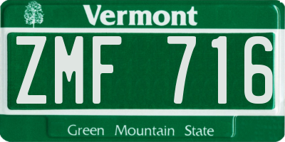 VT license plate ZMF716