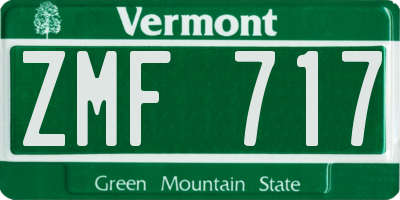 VT license plate ZMF717