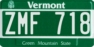 VT license plate ZMF718