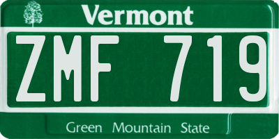 VT license plate ZMF719