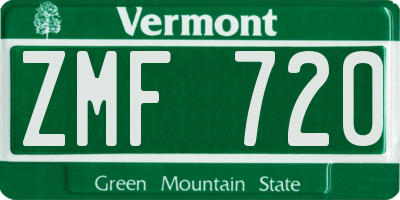 VT license plate ZMF720