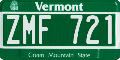 VT license plate ZMF721