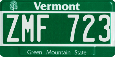 VT license plate ZMF723