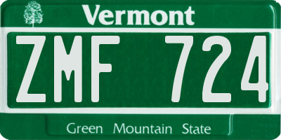 VT license plate ZMF724