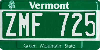 VT license plate ZMF725