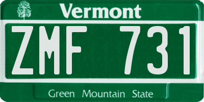 VT license plate ZMF731