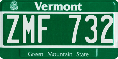 VT license plate ZMF732