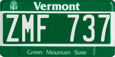 VT license plate ZMF737