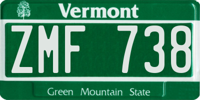 VT license plate ZMF738