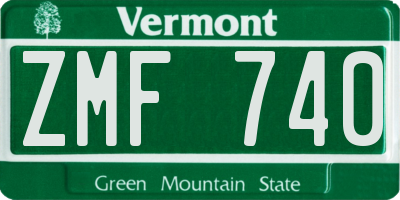 VT license plate ZMF740