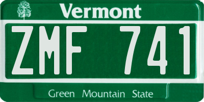 VT license plate ZMF741