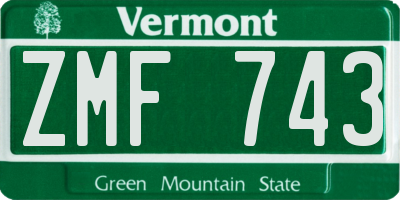 VT license plate ZMF743
