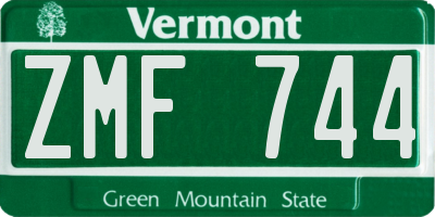 VT license plate ZMF744
