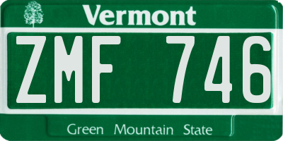 VT license plate ZMF746
