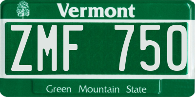 VT license plate ZMF750